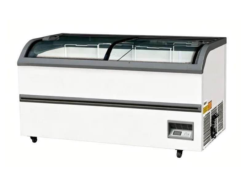 Curved-top island freezer